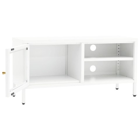 SZAFKA POD TELEWIZOR BIAŁA 90X30X44CM STAL I SZKŁO