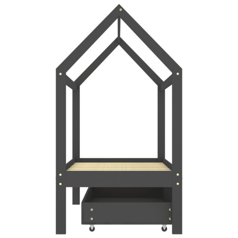 ŁÓŻKO DZIECIĘCE Z SZUFLADĄ CIEMNOSZARE SOSNA 70X140CM