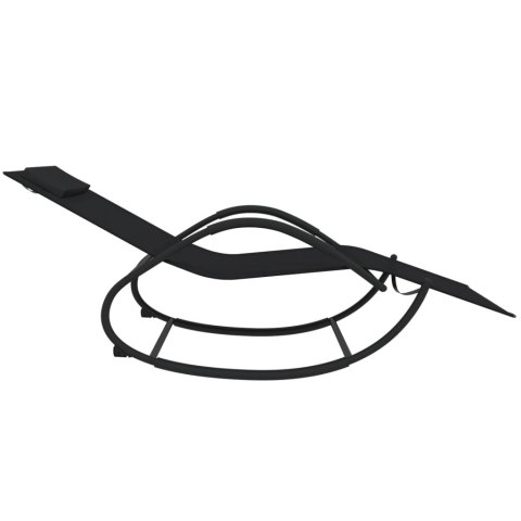 BUJANE LEŻAKI 2 SZT CZARNE STAL I TKANINA TEXTILENE