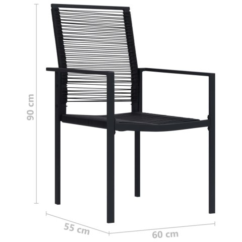 KRZESŁA OGRODOWE 2 SZT RATTAN PVC CZARNE