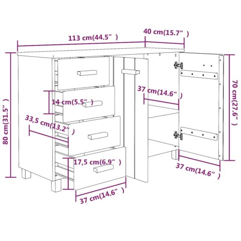 KOMODA CIEMNOSZARA 113X40X80CM LITE DREWNO SOSNOWE