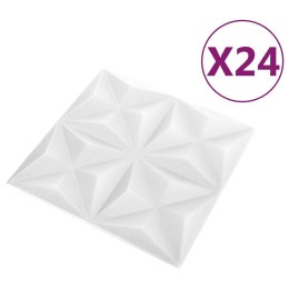 PANELE ŚCIENNE 3D 24 SZT. 50X50 BIAŁE ORIGAMI 6M²