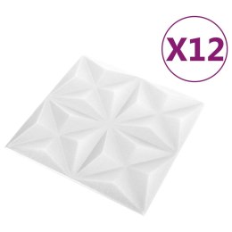 PANELE ŚCIENNE 3D 12 SZT. 50X50 BIAŁY ORIGAMI 3M²