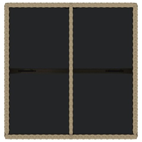 STÓŁ OGRODOWY BEŻOWY 109X107X74CM POLIRATTAN I SZKŁO