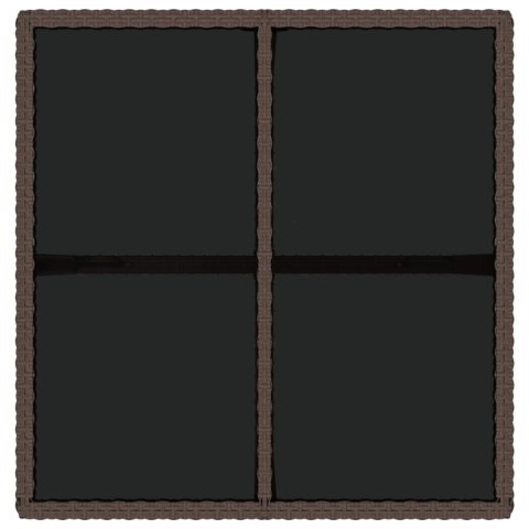 STÓŁ OGRODOWY BRĄZOWY 109X107X74CM POLIRATTAN I SZKŁO