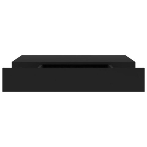 WISZĄCA PÓŁKA ŚCIENNA Z SZUFLADĄ CZARNA 48X25X8CM