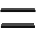 WISZĄCE PÓŁKI ŚCIENNE 2 SZT. CZARNE 60X20X3,8CM