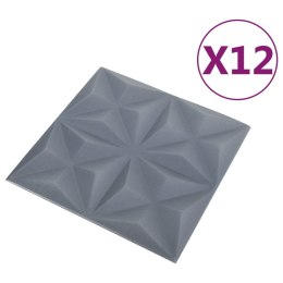 PANELE ŚCIENNE 3D 12 SZT. 50X50 SZARY ORIGAMI 3M²