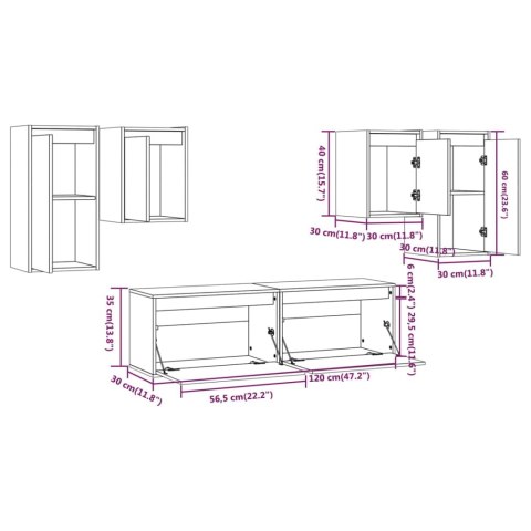 SZAFKI POD TV 6 SZT. BIAŁE DREWNO SOSNOWE