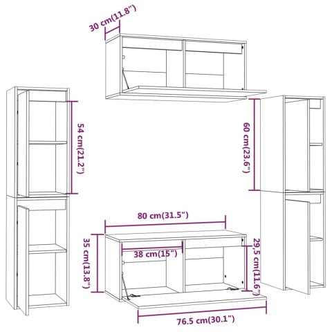 SZAFKI POD TV 6 SZT. BIAŁE DREWNO SOSNOWE