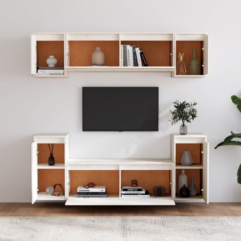 SZAFKI POD TV 6 SZT. BIAŁE DREWNO SOSNOWE