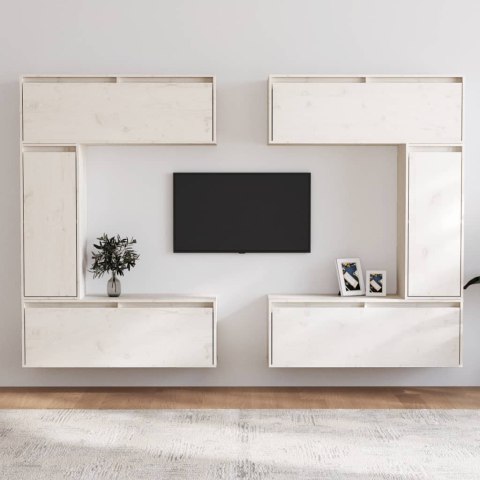 SZAFKI POD TV 6 SZT. BIAŁE DREWNO SOSNOWE