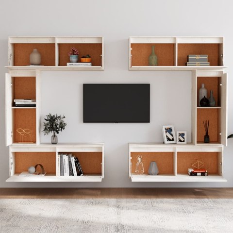 SZAFKI POD TV 6 SZT. BIAŁE DREWNO SOSNOWE