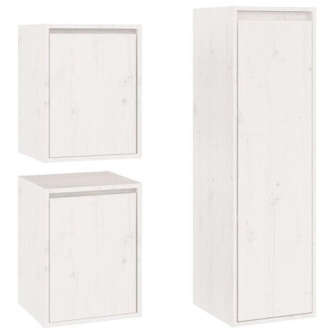 SZAFKI POD TV 3 SZT. BIAŁE DREWNO SOSNOWE