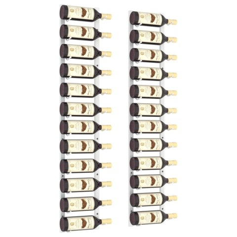 UCHWYTY ŚCIENNE NA 12 BUTELEK WINA 2 SZT. BIAŁY ŻELAZNY