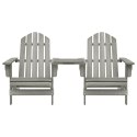 KRZESŁA OGRODOWE ADIRONDACK ZE STOLIKIEM LITE DREWNO JODŁOWE SZARE