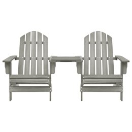 KRZESŁA OGRODOWE ADIRONDACK ZE STOLIKIEM LITE DREWNO JODŁOWE SZARE