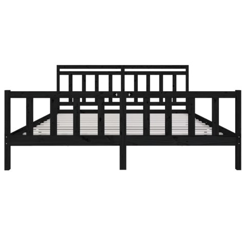 RAMA ŁÓŻKA CZARNA LITE DREWNO SOSNOWE 200X200CM