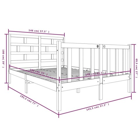 RAMA ŁÓŻKA BIAŁA LITE DREWNO SOSNOWE 140X190CM