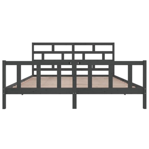 RAMA ŁÓŻKA SZARA LITE DREWNO SOSNOWE 200X200CM