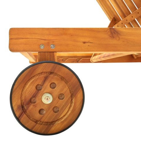 LEŻAK OGRODOWY NA KÓŁKACH DREWNO AKACJOWE