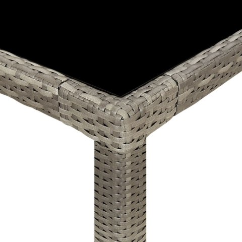 STÓŁ OGRODOWY SZARY 250X100X75 SZKŁO I RATTAN PE