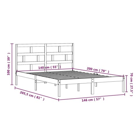 RAMA ŁÓŻKA BIAŁA LITE DREWNO SOSNOWE 140X200CM