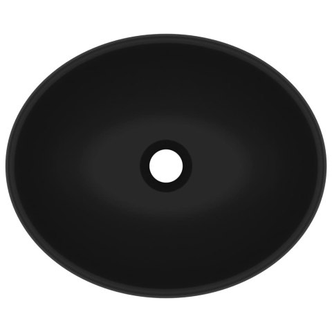 LUKSUSOWA OWALNA UMYWALKA MATOWA CZERŃ 40X33 CERAMICZNA