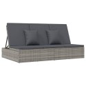 ROZKŁADANE ŁÓŻKO OGRODOWE Z PODUSZKAMI POLIRATTAN CIEMNOSZARE