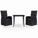 3-CZĘŚCIOWY ZESTAW MEBLI OGRODOWYCH Z PODUSZKAMI CZARNY