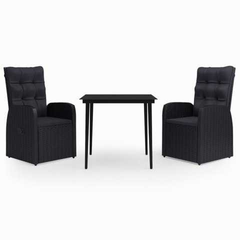 3-CZĘŚCIOWY ZESTAW MEBLI OGRODOWYCH Z PODUSZKAMI CZARNY