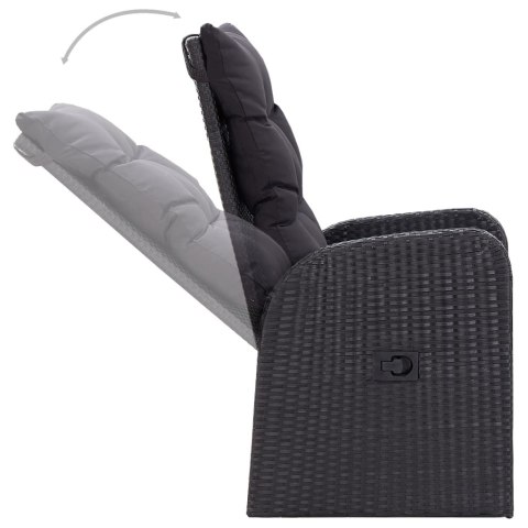 3-CZĘŚCIOWY ZESTAW MEBLI OGRODOWYCH Z PODUSZKAMI CZARNY