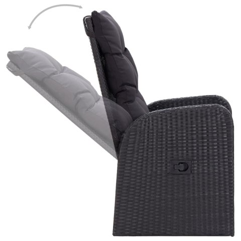 5-CZĘŚCIOWY ZESTAW MEBLI OGRODOWYCH Z PODUSZKAMI CZARNY