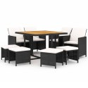 9-CZ. ZESTAW MEBLI OGRODOWYCH Z PODUSZKAMI POLIRATTAN CZARNY