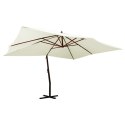 WISZĄCY PARASOL Z DREWNIANYM SŁUPKIEM 400X300 PIASKOWY