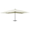 WISZĄCY PARASOL Z DREWNIANYM SŁUPKIEM 400X300 PIASKOWY