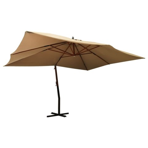 WISZĄCY PARASOL Z DREWNIANYM SŁUPKIEM 400X300 TAUPE