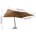 WISZĄCY PARASOL Z DREWNIANYM SŁUPKIEM 400X300 TAUPE