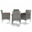 5-CZ. ZESTAW MEBLI OGRODOWYCH Z PODUSZKAMI SZARO-CZARNY