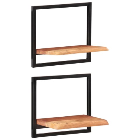 PÓŁKI ŚCIENNE 2 SZT. 40X24X35 DREWNO AKACJOWE I STAL