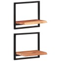 PÓŁKI ŚCIENNE 2 SZT. 40X24X35 DREWNO AKACJOWE I STAL