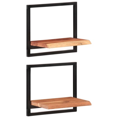 PÓŁKI ŚCIENNE 2 SZT. 40X24X35 DREWNO AKACJOWE I STAL