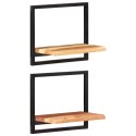 PÓŁKI ŚCIENNE 2 SZT. 40X24X35 DREWNO AKACJOWE I STAL