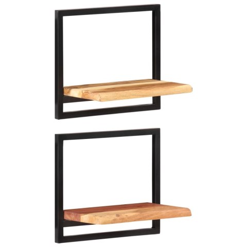 PÓŁKI ŚCIENNE 2 SZT. 40X24X35 DREWNO AKACJOWE I STAL