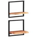 PÓŁKI ŚCIENNE 2 SZT. 40X24X35 DREWNO AKACJOWE I STAL