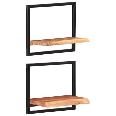 PÓŁKI ŚCIENNE 2 SZT. 40X24X35 DREWNO AKACJOWE I STAL