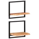 PÓŁKI ŚCIENNE 2 SZT. 40X24X35 DREWNO AKACJOWE I STAL