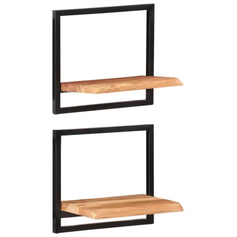 PÓŁKI ŚCIENNE 2 SZT. 40X24X35 DREWNO AKACJOWE I STAL