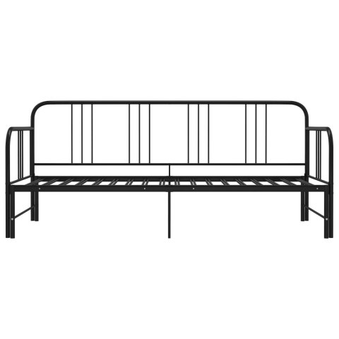 SOFA Z WYSUWANĄ RAMĄ ŁÓŻKA CZARNA METALOWA 90X200CM