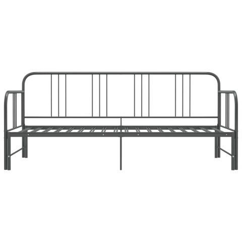 SOFA Z WYSUWANĄ RAMĄ ŁÓŻKA SZARA METALOWA 90X200CM